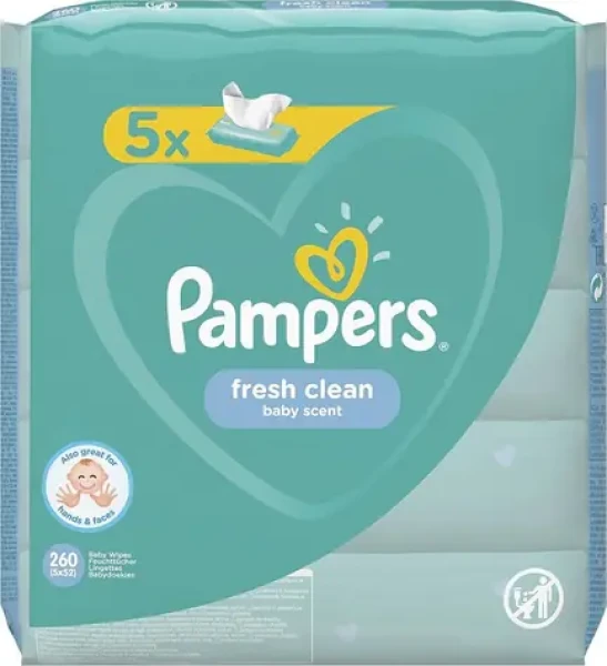 Pampers Fresh Clean detské vlhčené obrúsky 5 x 52 ks (8001841078137)