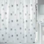 Spirella MILANO sprchový záves motív štvorcov 180 x 200 cm bielo-strieborný / polyester (7610583011503)