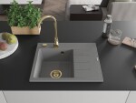 MEXEN/S MEXEN/S - Ben granitový drez 1 s odkvapkávačom ľavý 600 x 500 mm, sivý, sifón zlatá 6522605000-71-G