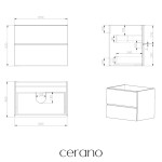 CERANO - Kúpeľňová skrinka pod umývadlo s úchytkou Velora - biela matná, chrómová úchytka - 69x53x46,5 CER-665005