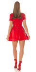 Sexy Koucla Latex Look shortsleeve Skater-Dress red S