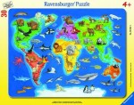 Ravensburger - Puzzle - Mapa sveta so zvieratami