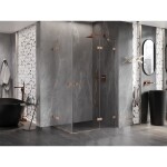 MEXEN/S - Lunar Duo sprchovací kút dvere krídlové pravá 110 x 70, transparent, meď kartáčovaná 834-110P-070L-65-00