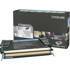 Lexmark C734 C736 X734 X736 X738 vratný toner originál zelenomodrá Maximálny rozsah stárnek 6000 Seiten; C734A1CG