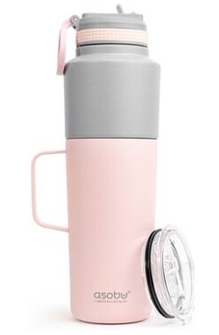 Asobu Twin Pack Bottle with Mug Pink 0.9 L + 0.6 L / termofľaša + hrnček / nerezová oceľ (TWP33 PINK)