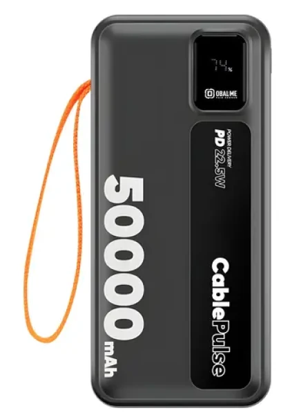 Obal:Me CablePulse 50000mAh 22,5W čierna / Powerbanka / integrované káble / USB-C / USB-A (8596311292507)