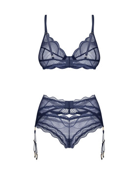 Dámsky sexy set Nightly Blue 3-PCS SET dark blue - Obsessive XS/S