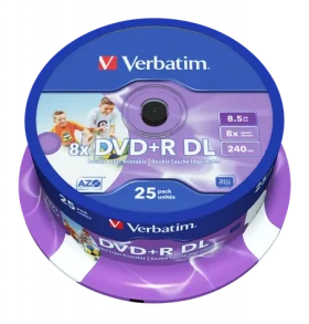 Verbatim 25ks DVD+R DL 8.5GB 8x / Injekt Printable / Spindl (43667)