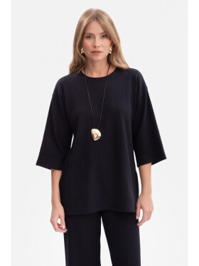 B301 Rebrovaný pletený top - čierny EU S