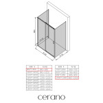 CERANO - Trojstenný sprchovací kút Varone LINE UL/P - 6 mm - čierna matná, grafitové sklo - 90x100x195 - posuvný CER-8050BD7846
