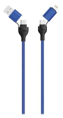 2GO čierna, modrá / Nabíjací kábel 4v1 / USB-A, USB-C - USB-C, Lightning / 1,2 m (797368)