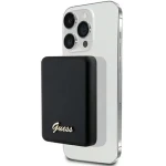 Guess Metal Script Logo MagSafe čierna / Powerbanka / 3000 mAh / bezdrôtové nabíjanie 5W (GUPBM3ALGSGK)