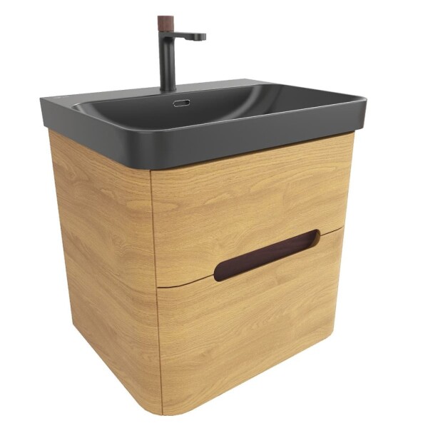 Kúpeľňová skrinka s umývadlom SAT Fusion 57,5x53x45 cm dub medový mat SATFUSION260DMBKMB SATFUSION260DMBKMB