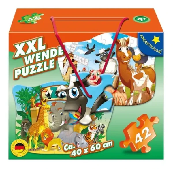 MIC Obojstranné puzzle Zvieratká zo statku a zo ZOO XXL