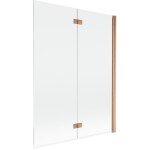 MEXEN - MIST vaňová zástena 130x150 cm 6mm 2-s, meď kartáčovaná, číra, pravá 8A9-130-002-65-00-P