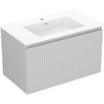 MEXEN/S - Rivel kúpeľňová skrinka 80 cm s umývadlom Otis, 1 šuplík, reliéf, šedá mat/biela mat 91A20-08047-1-BF62-W18M01