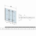 H K - Vaňová zástena S33 130x140cm - trojdielna sklopná, číre sklo SE-S33-130