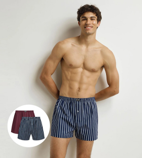 Pánske voľné boxerky 2 ks DIM COTTON STRETCH LOOSE BOXER 2x - DIM - tmavo červená XL
