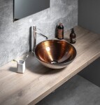 SAPHO - MURANO WENGE sklenené umývadlo na dosku, priemer 40cm, meď/strieborná AL5318-66