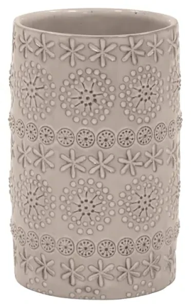 Spirella RELIEF kelímok na kefky béžový / porcelán / 7 x 11,5 cm