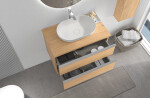CERANO - Kúpeľňová skrinka Velora - dub medový, úchytka chrómová + doska pod umývadlo Navira Slim - 18 mm - 70x54,8x46,5 CER-664825