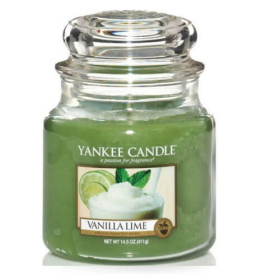 Yankee Candle Vanilla Lime stredný pohár 411g / doba horenia: až 75 h / dopredaj (1107077E)