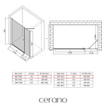 CERANO - Sprchové krídlové dvere Antelo s pevnou časťou L/P - 6 mm - chróm, transparentné sklo - 110(80+30)x190 CER-435830