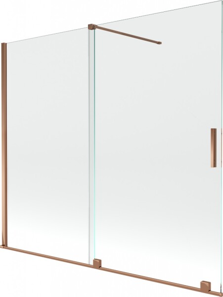 MEXEN/S - Velar Dvojkrídlová posuvná vaňová zástena 180 x 150, transparent, růžové zlato 896-180-000-01-60
