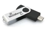 MediaRange 16GB čierna, strieborná / Flash disk / USB-C / USB 3.2 Gen 1 / Čítanie 50 MB/s / Zápis 15 MB/s (MR1951)
