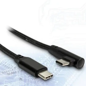 Inter-tech USB-C kábel 90° 1 m čierny / Kábel USB-C (M) - USB-C (M) / PD 60 W (88885581)