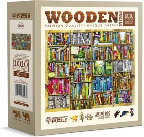 Wooden City Drevené puzzle Police s knihami 1010 dielikov