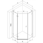 MEXEN/S - Lunar L sprchový kút päťboký krídlový ľavá 90 x 80, transparent, chróm 831L-090L-080P-01-00-L