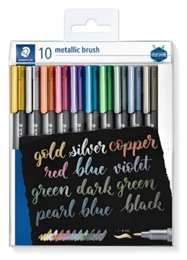Staedtler Popisovač Metallic brush / 10 ks v puzdre / štetcový hrot / 1-6 mm (8321 TB10)
