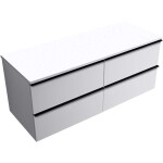 CERANO - Kúpeľňová skrinka Velora - biela matná, úchytka čierna + doska pod umývadlo Navira Slim - 18 mm - 120x54,8x46,5 CER-664714