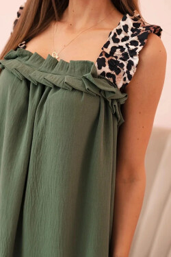 Dámske khaki šaty s leopardím vzorom UNI