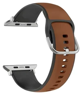 Beline Silico Leather hnedo-čierna / Remienok pre Apple Watch / 42/44/45/49 mm / silikón/eko-koža