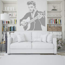 Veselá Stena Samolepka Elvis Presley Farba: šedá, Veľkosť: 80 x 76 cm