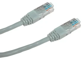 DATACOM Patch kábel UTP CAT6 1m šedý / Sieťový kábel / okrúhly / RJ45 (1591)