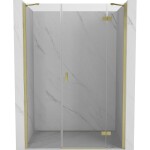 MEXEN/S - Mist-H sprchové dvere krídlové pravé 120, transparent, zlatá kartáčovaná 8A5-120-001-55-00-P