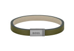 Hugo Boss Moderný khaki kožený náramok Jace 1580338 17,5 cm