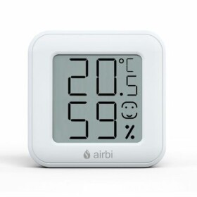 Airbi SMILE biela / Izbový teplomer a vlhkomer / rozsah -20 °C až +60 °C / napájanie: CR2032 (8594162600878)