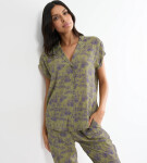 BOYFRIEND FIT - Viskózový pyžamový komplet, voľný strih Triumph GREEN 40