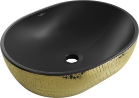 MEXEN - Viki umývadlo na dosku 48 x 35, čierna mat/zlatá vzor 21054878