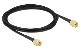 DeLock SMA (M) - SMA (M) kábel čierny / Anténny kábel / LMR100 / 2m / 50 Ohm / pozlátené konektory (90469)