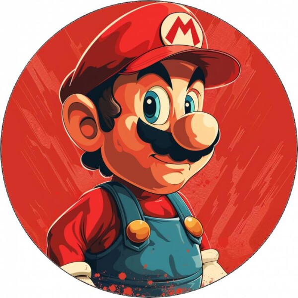 Jedlý papier Super Mario červené pozadie 19,5 cm - Pictu Hap - Pictu Hap