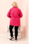 Dámska prešívaná bunda Plus Size s golierom a gombíkom Pink UNI