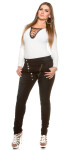 Curvy Girls Size! Skinnies with buttons and zip black