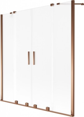 MEXEN/S - Velar Duo dvojkrídlová posuvná vaňová zástena 150 x 150, dekor, ružové zlato 896-150-000-32-60