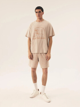 Pánske pyžamo Core 42604 02X Béžový vzor - Henderson XL béžová-potisk