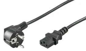 MicroConnect Sieťový napájací kábel Schuko 90° uhol - C13 5m čierna (PE010450)